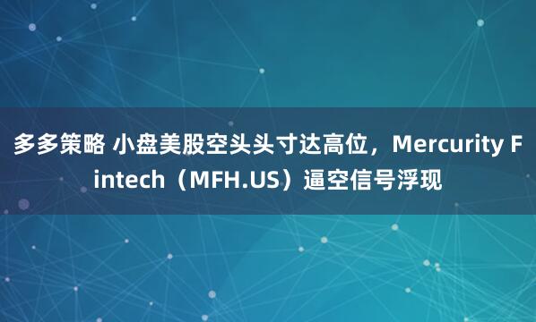 多多策略 小盘美股空头头寸达高位，Mercurity Fintech（MFH.US）逼空信号浮现
