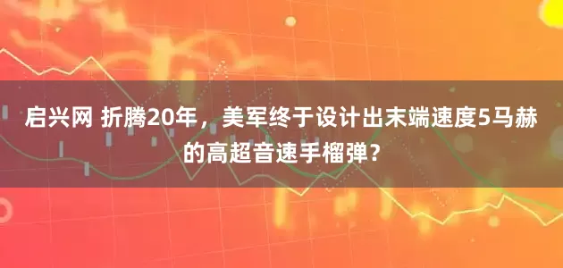 启兴网 折腾20年，美军终于设计出末端速度5马赫的高超音速手榴弹？